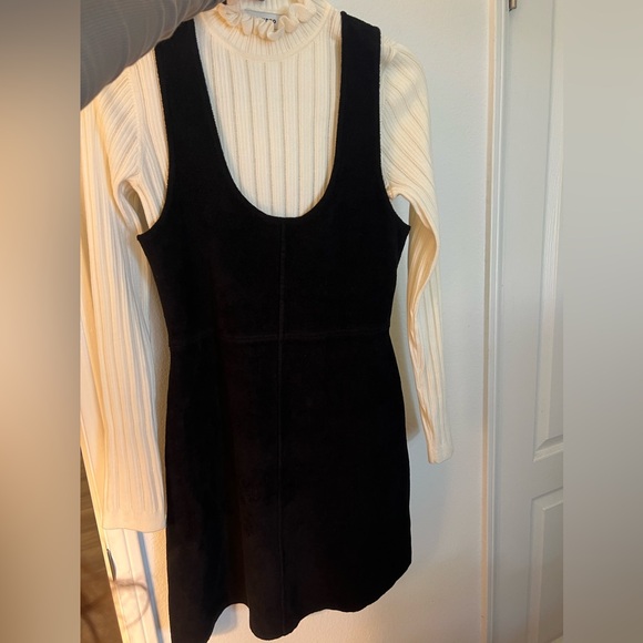 SANDRO Two-Tone Knit Pinafore Dress - Picture 6 of 15